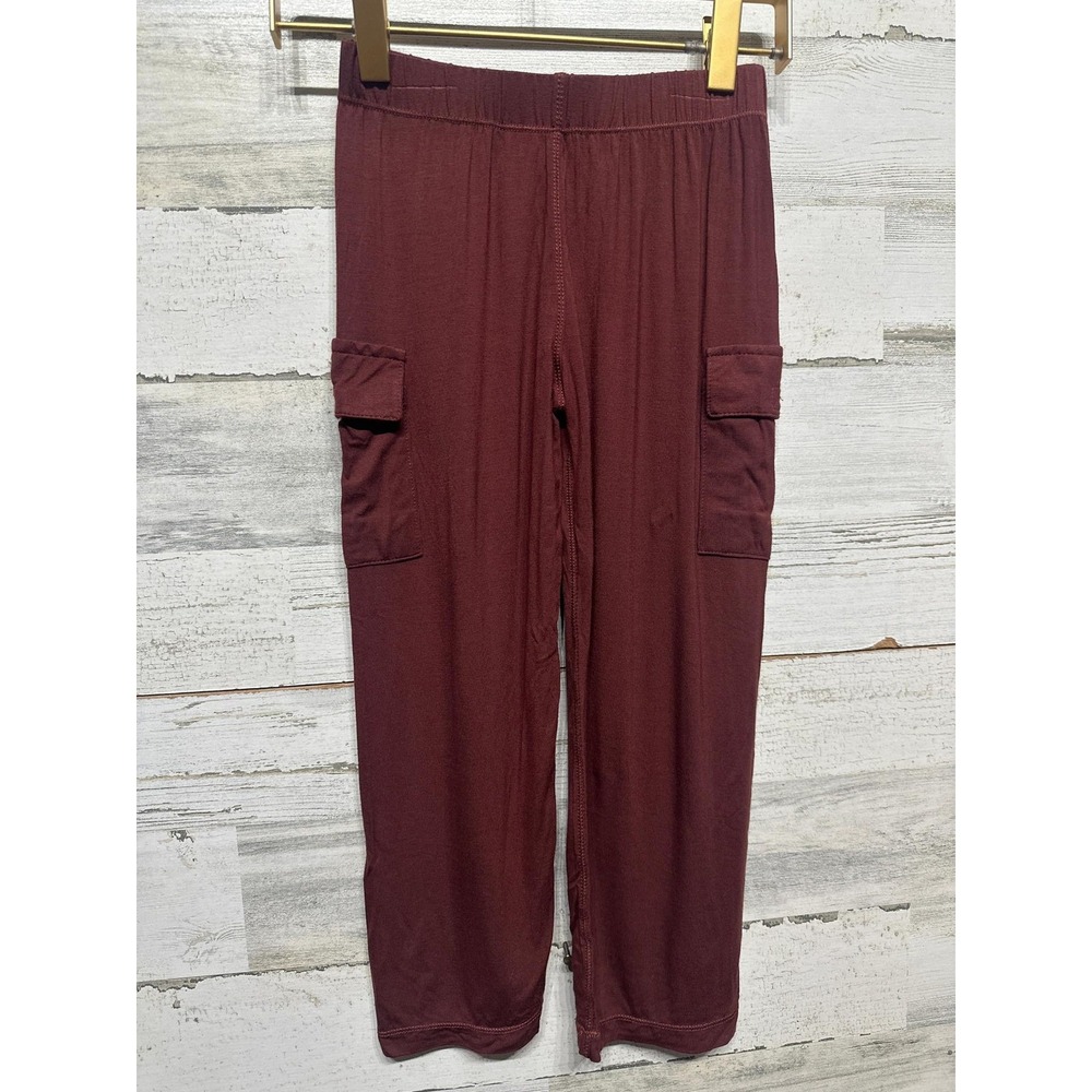 Kickee Pants Cargo Pants Boys 5 Eagle Maroon Bamboo Viscose Stretch NWT